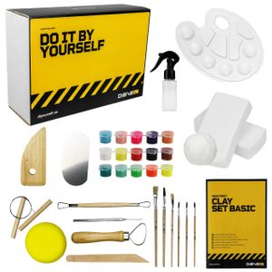Dibys Töpfer-Set Basic für Kinder und Erwachsene Weißer Ton Modellierwerkzeug