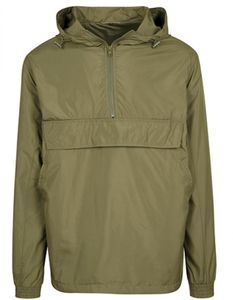 Herren Basic Pull Over Jacket, Leichtes Material - Farbe: Olive - Größe: 5XL