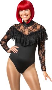 Spitzen Body Volant schwarz Pirat Spanierin Barock Steampunk Karneval Kostüm L/XL
