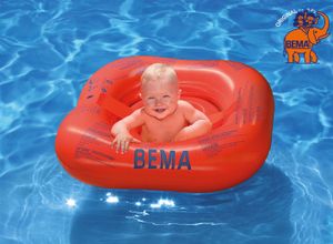BEMA Baby-Schwimmsitz, orange, 72 x 70 cm, mit vier Luftkammern und zusätzlichen Sicherheitsgurten; 18005