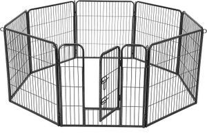 Welpenauslauf 8-Eck Laufgitter Laufstall Zaun Gitter Welpenlaufstall Welpenfreigehege Hundegehege Welpen Hasen Kaninchen FEANDREA Grau PPK88G