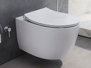 Aqua Bagno spülrandloses Hänge Dusch-WC weiß matt inkl. Softclose Deckel