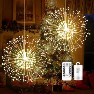 Lichterkette Feuerwerk, 2 Stück LED Lichterketten Warmweiß Batteriebetrieben, Wasserdicht DIY Feuerwerk Licht mit 8 Modi und Timer für Innen Außen Weihnachten Party Hochzeit Deko