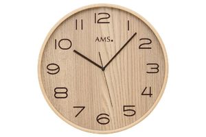 AMS 5514 Wanduhr Funk Funkwanduhr analog Holz naturfarben braun