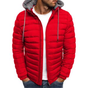 Herren Winter Daunenjacke Leichter Daunenmantel Mit Kapuze Warm Outwear Mantel Reißverschluss,Farbe: rot,Größe:S