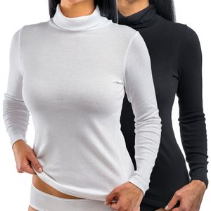 HERMKO 17845 Damen Langarmshirt mit Rollkragen, Farbe:weiß, Größe:52/54 (XXL)