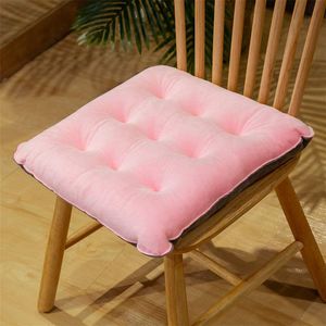 2er Set Sitzkissen, Stuhlkissen mit Bändern, Samt Kissen Sitzauflage Stuhlauflage für Indoor und Outdoor (Pink,Viereck 40x40 cm)