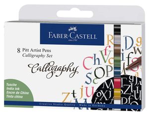 Faber castell pitt artist pen calligraphy markers mit sortierten Farben im 8er-Set