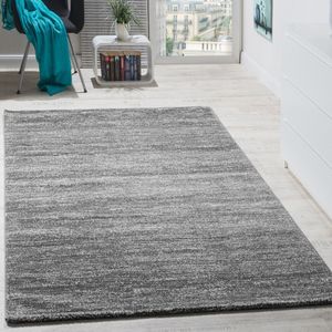 Teppich Modern Wohnzimmer Kurzflor Gemütlich Meliert in Grau Creme Grösse 120x170 cm