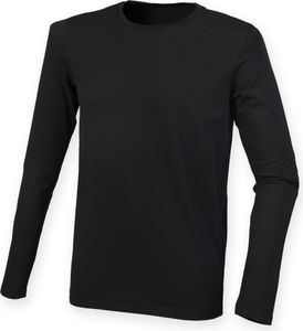 Skinnifit pánské strečové tričko Feel Good s dlouhým rukávem RW4736 (L) (Black)