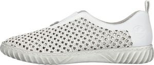 Rieker Damen Slipper Perforierung Halbschuh Leder N0965, Größe:39 EU, Farbe:Weiß