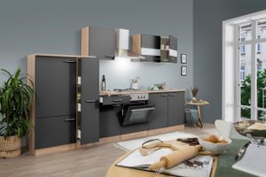 Küche Küchenzeile Küchenblock Einbauküche Eiche Grau Merle 300 cm Respekta