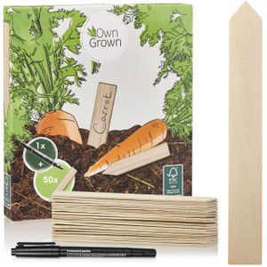50 Holz Pflanzenschilder zum Beschriften + Stift Set