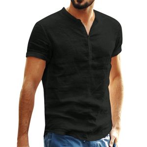 Herren Kurzarm Casual Tops T-Shirt Pullover Bluse Pullover Basic Hemd Knöpfe,Farbe: Schwarz,Größe:XXL
