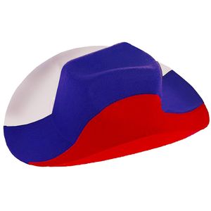 Kovbojský klobouk BRUBAKER v národních barvách Ruska Srbska - červeno-modro-bílý fanouškovský článek