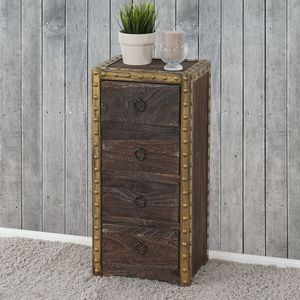 Kommode Duran, Schubladenkommode Schrank, 4 Schubladen 70x33x26cm Shabby-Look Vintage  braun