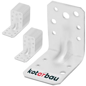 KOTARBAU® 25er Set Winkel 60x60x45 mm Winkelverbinder Schwerlastwinkel aus feuerverzinkter Stahl Eckwinkel mit Sicke Blechwinkel Metallwinkel 90 Grad Stahlwinkel Winkelprofil Bauwinkel Stuhlwinkel