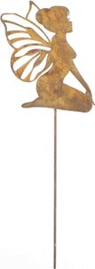 6 Gartenstecker 'Blumen' Aus Edelrost, Bunt (rot, Gelb, Grün), Ca. 118 Cm Hoch – Rustikale Gartendeko