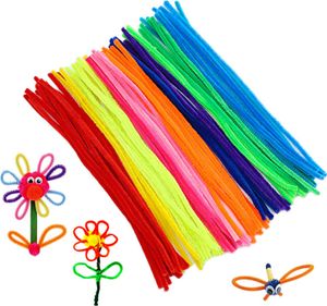 300-teiliges Pfeifenreiniger-Set für Kinder, DIY-Drehstäbchen, Eisendraht, Samtstreifen, Pfeifenreiniger für Kinder, Kunst, Bastelbedarf, 300-teilig