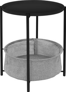 ML-Design Beistelltisch rund mit Stoffkorb & abnehmbarer Tablett, Couchtisch aus Metall