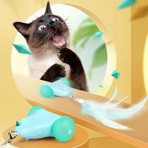 Beautigeir Katzenspielzeug Selbstbeschäftigung, Katzenspielzeug Elektrisch Bewegung mit 3 Federn, Interaktives Katzenspielzeug USB Aufladbar