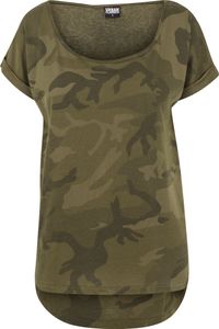 Urban Classics Female Shirt Ladies Camo Back Shaped Tee Olive Camouflage-L