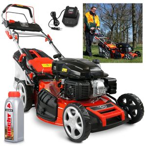HECHT 551 SXE Rasenmäher Benzin mit Antrieb | 51 cm Schnittbreite | Elektrostart | 5in1 | 5,5 PS | Mulchkit
