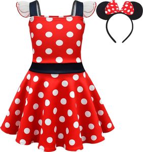 Lito Angels Minnie Mouse Kleid Kostüm Verkleidung mit Maus Ohren Haarreifen für Baby Mädchen Größe 18-24 Monate 92, A - Rot