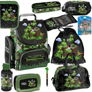 Mega Schulset XXL – PIXELS 10-teiliges Schulranzen-Set + Figur Für Jungen & Mädchen Klasse 1–4