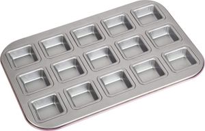 Zenker creative studio Snack-Backblech, Backform für Blätterteig, Backblech mit Antihaftbeschichtung für 15 Snacks, kreatives Backen (Farbe: rosa, silber)