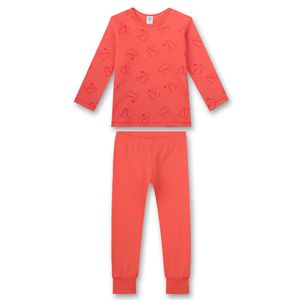 Sanetta Mädchen Schlafanzug - lang, Nachtwäsche, Pyjama, Bio-Baumwolle, Rundhals Orange 128