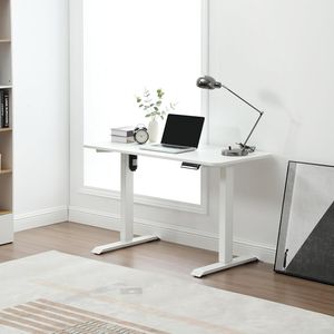 WOLTU Höhenverstellbarer Schreibtisch, mit 4 Memory-Steuerungen, Weiß + Weiß
