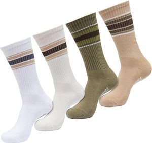 Urban Classics TB6536 | Tenisové ponožky s prúžkami - 4 balenia - Farba: white/whitesand/tiniolive/unionbeige - Veľkosť: 43-46