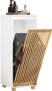 SoBuy BZR126-W Wäscheschrank mit Wäschesack Wäschetruhe Wäschesammler Wäschekorb Badezimmerschrank