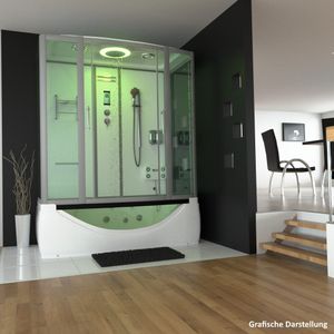 TroniTechnik Duschtempel Fertigdusche Whirlpool Komplettdusche LIMNOS 170cm x 90cm
