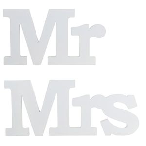 Deko Schriftzug Mr & Mrs weiss 3D Optik Shabby Chic Tischdeko Wanddeko