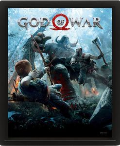 God of War - Troll Fight - fertig gerahmtes 3D Poster - 20x25 cm