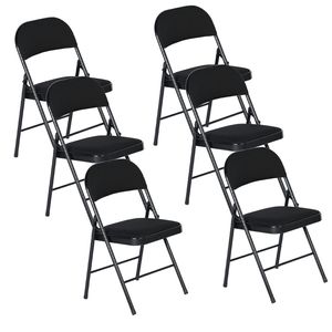 H.J WeDoo 6er Set Metall Klappstuhl mit gepolsterter Rückenlehne in schwarz - Klappbarer Gästestuhl mit Polster - Küchenstuhl Stuhl klappbar Konferenz