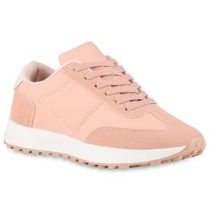 VAN HILL Damen Plateau Sneaker Schnürer Profil-Sohle Schnür-Schuhe 838235, Farbe: Rosa, Größe: 40