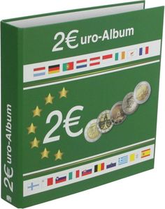 Münzensammelalbum für alle 2 Euromünzen. Für 80 Münzen