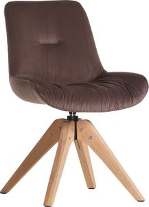 2er Stuhl Set Iggy 360° drehbar Samtstoff Braun, Gestell Eiche Natur massiv