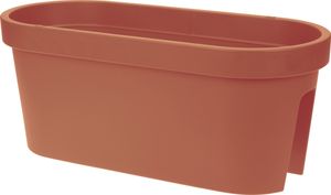 Balkon Blumentopf oval - terracotta / 60 cm - Kunststoff Pflanzkasten zum Einhängen am Geländer - Blumen Pflanz Kasten Topf zum Hängen