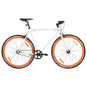 vidaXL Bicykel s pevným prevodom biely a oranžový 700c 55 cm