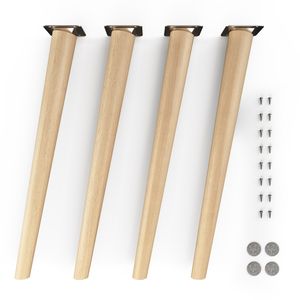 4x sossai® Holzfüße rund - schräge Ausführung 45cm Buche Öl-Finish Holzmöbelfüße Tischbeine Möbelbeine Holz Möbelfüße