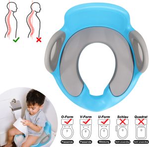 LZQ Kinder Toilettensitz Töpfchen WC Sitz Training Toilettentrainer Baby Kloaufsatz mit Anti-Rutsch Griff und Spritzschutz, Blau+Grau