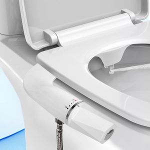 UISEBRT Bidet Aufsatz Bidet Einsatz für Toilette Ultra Slim Nicht Elektrisch Doppel Düse mit verstellbarem Wasserdruck Toilettenaufsatz Front- und Heckreinigung Type A