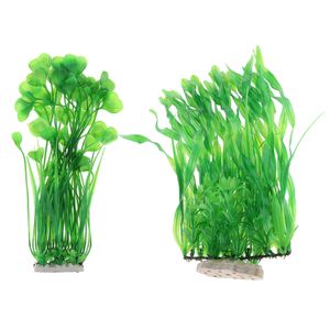 2 Stück Aquarium künstliche Pflanzen Wasserpflanzen Grün