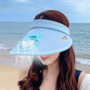 Dreistufig einstellbare Lüfterkappe Sommer UV-Schutz Sonnenschutz Strandhut Sonnenhut-Blau