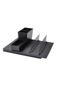 MNZ-3-teiliges Geschirrregal von Ikea- Tellerregal- Besteckhalter- Kunststoff-Geschirrset- schwarze Farbe- Qualität 793. 237. 091