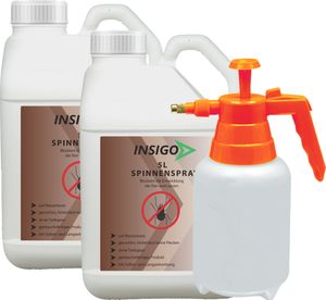 INSIGO 2x5L + 2L Sprüher Anti Spinnenspray Spinnenmittel Spinnenabwehr gegen Spinnen-Bekämpfung Spinnen vertreiben Schutz Zecken Ungeziefer